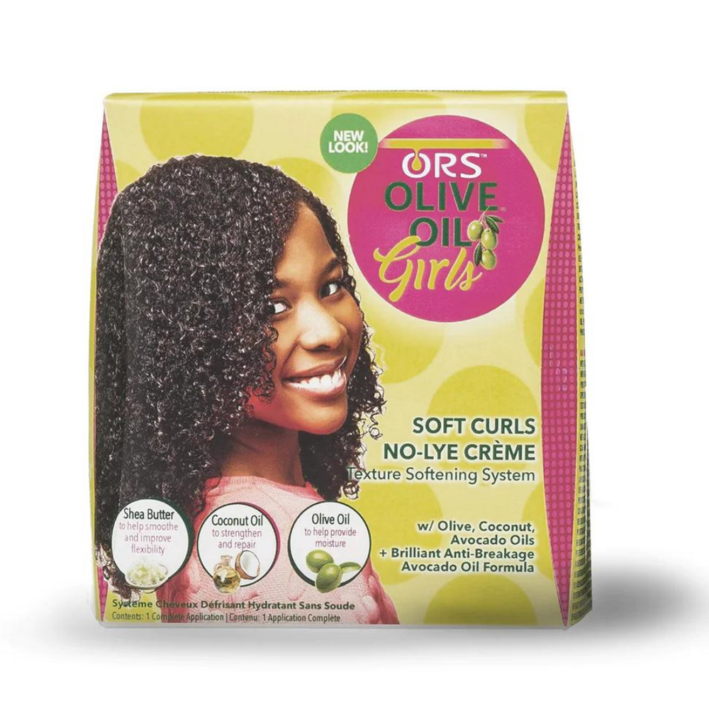 Olive Oil Girls Soft Curls No-lye Crème Texture Softening System Kit with Olive, Coconut and Avocado Oil